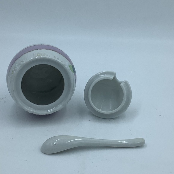 Vintage Hand Painted Berries Covered Jam  Jar with Spoon - Picture 8 of 10